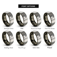 font options for inside engraving on gunmetal & gray sprayer rings