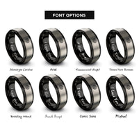 font options for inside engraving on black & gray spring bird rings