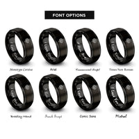 font options for inside engraving on black spring bird rings