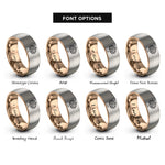 font options for inside engraving on rose gold & silver spring bird rings