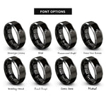 font options for inside engraving on black & grey spring clamp rings