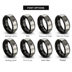 font options for inside engraving on black & grey spring clamp rings