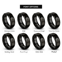 font options for inside engraving on black spring clamp rings