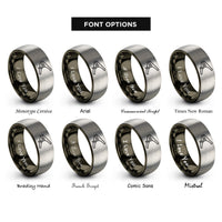 font options for inside engraving on gunmetal & gray spring clamp rings