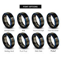 font options for inside engraving on gunmetal & blue spring mass oscillator rings