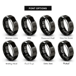 font options for inside engraving on black & grey sprinkler rings
