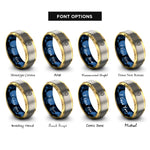font options for inside engraving on gold & blue & gray sprinkles rings