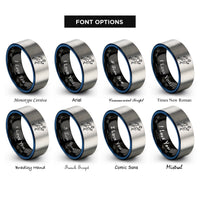 font options for inside engraving on black & blue & gray sprinter mid stride rings