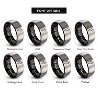font options for inside engraving on black & silver sprinter mid stride rings