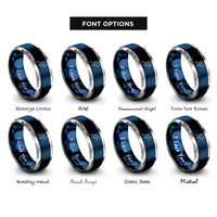 font options for inside engraving on blue & gray sprinter start rings