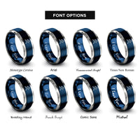 font options for inside engraving on blue & silver sprite cycle rings