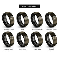 font options for inside engraving on gunmetal & black sprocket gear rings