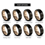font options for inside engraving on black & rose gold sprout rings