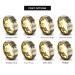 font options for inside engraving on gold & grey sprout icon rings