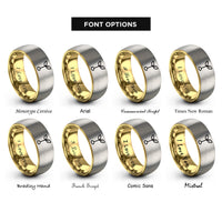 font options for inside engraving on gold & gray sprout seedling rings