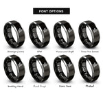 font options for inside engraving on black & silver spruce cone rings