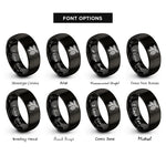 font options for inside engraving on black spruce cone rings