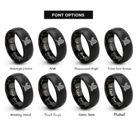 font options for inside engraving on black spruce cone rings
