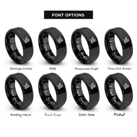 font options for inside engraving on black spruce cone rings