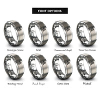 font options for inside engraving on grey spruce cone rings