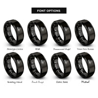 font options for inside engraving on black spruce ridge treeline rings
