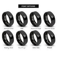 font options for inside engraving on black spruce ridge treeline rings