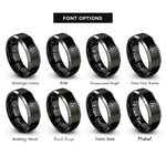 font options for inside engraving on black & gray spruce tree circle rings