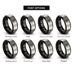 font options for inside engraving on black & grey spruce tree circle rings