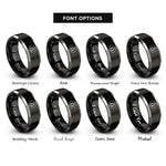 font options for inside engraving on black & gray spruce tree circle rings