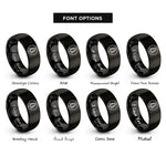 font options for inside engraving on black spruce tree circle rings