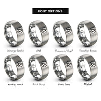 font options for inside engraving on silver spruce tree circle rings