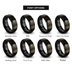 font options for inside engraving on gunmetal & black spruce tree circle rings