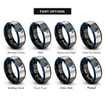 font options for inside engraving on black & blue & grey spyglass telescope rope rings