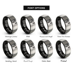 font options for inside engraving on black & grey spyglass telescope rope rings