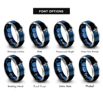 font options for inside engraving on blue & silver spyglass telescope rope rings