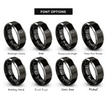 font options for inside engraving on black & silver sql rings