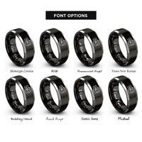font options for inside engraving on black & gray sql rings