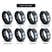 font options for inside engraving on black & blue & grey square rings