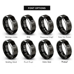 font options for inside engraving on black & grey square rings