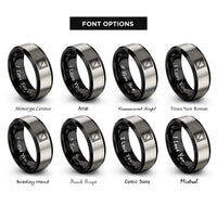 font options for inside engraving on black & gray square rings