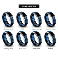 font options for inside engraving on blue & gray square rings