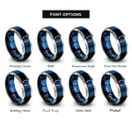 font options for inside engraving on blue & grey square brackets pair rings