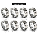 font options for inside engraving on gray square brackets pair rings