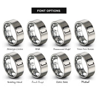 font options for inside engraving on gray square brackets pair rings
