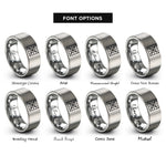 font options for inside engraving on silver square grid rings