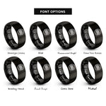 font options for inside engraving on black square knot circle rings
