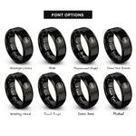 font options for inside engraving on black square knot circle rings
