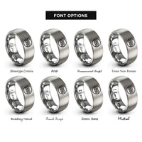 font options for inside engraving on gray square knot circle rings