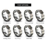 font options for inside engraving on gray square knot circle rings