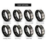 font options for inside engraving on black & silver square knotwork rings